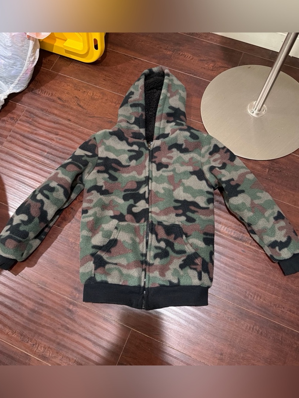 Kids Camo Sherpa-Lined Hoodie Jacket - Green Camo